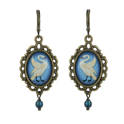 Swans earrings bronze