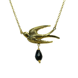 Bird Necklace black GP