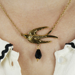 Bird Necklace black GP