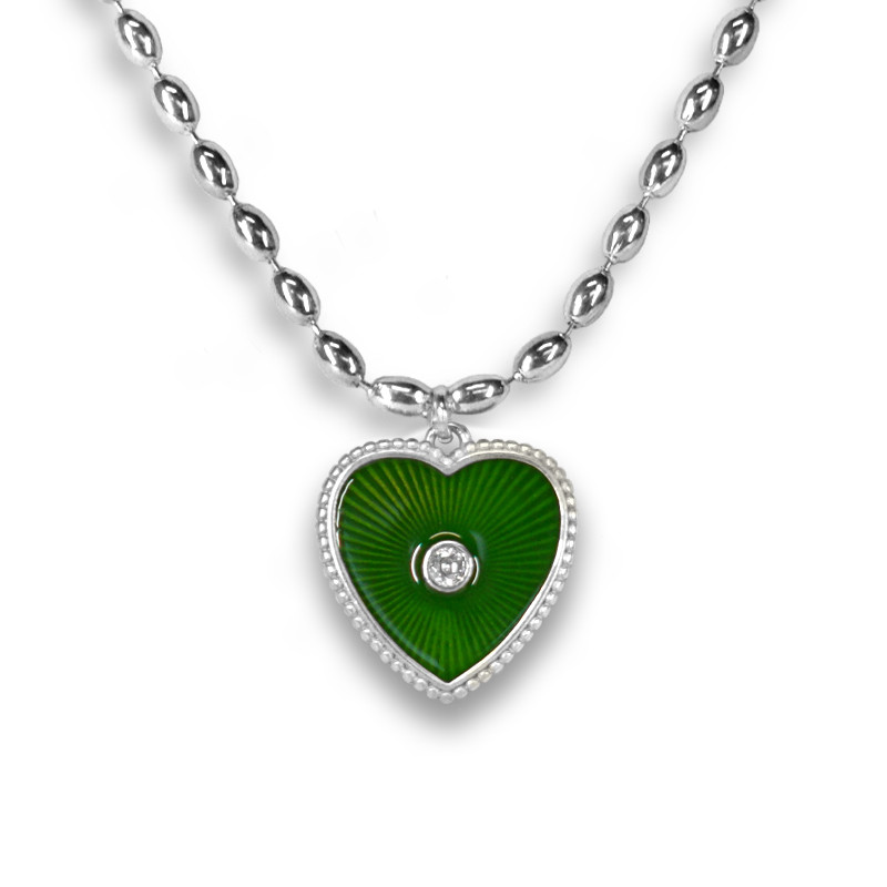 Heart chain Moss Silver