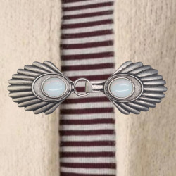 Vest clip opal white old silver