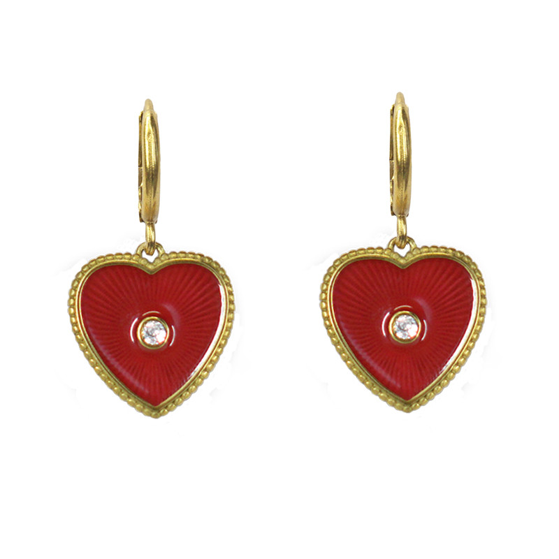Heart earrings Red gold