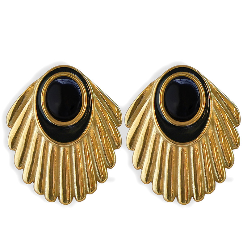 Venus Studs Black Gold