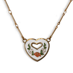 Vintage Charm White and Orange Heart