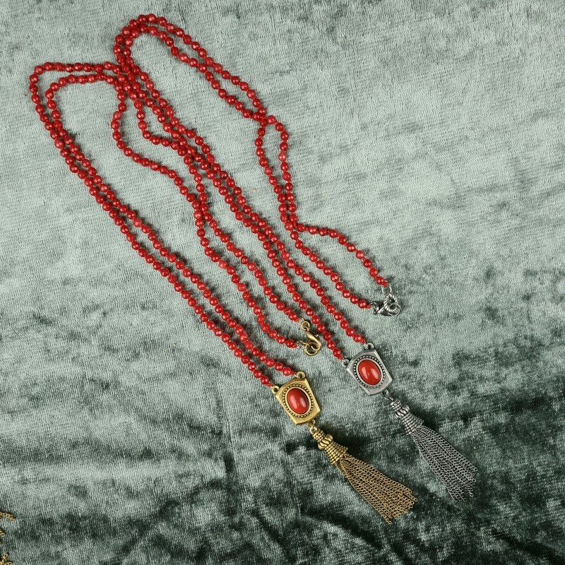 Mucha necklace red beads GP