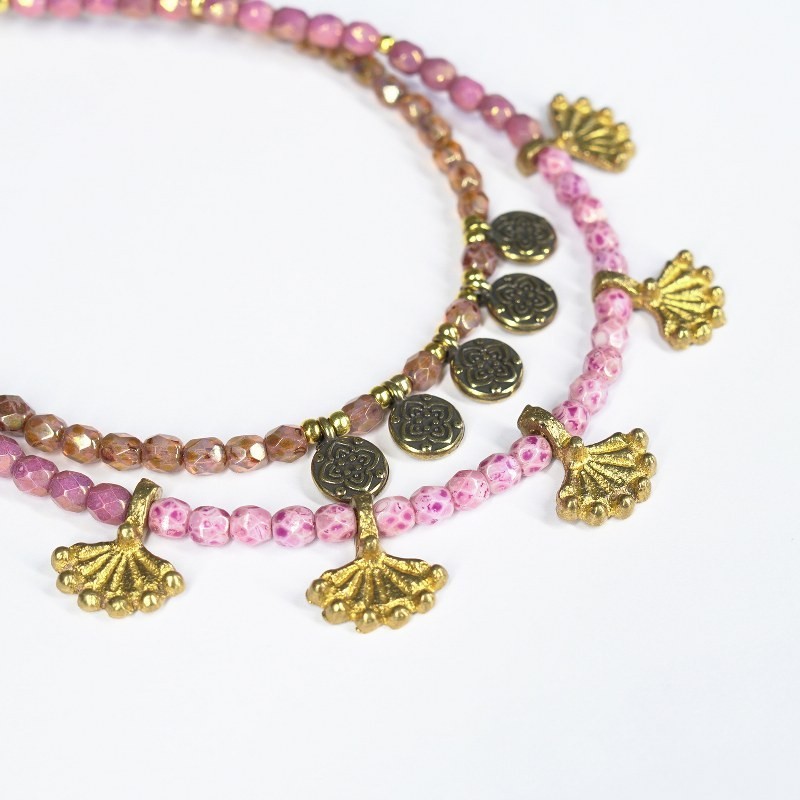 Anklet brown / gold coins