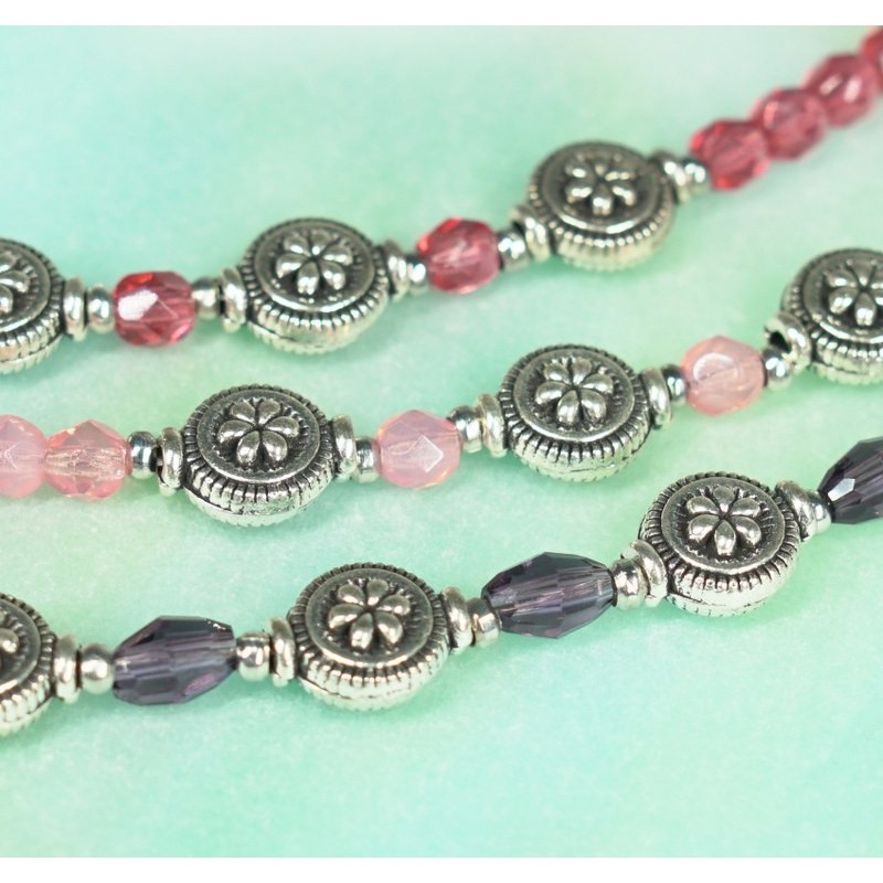 Anklet ametist / silver beads