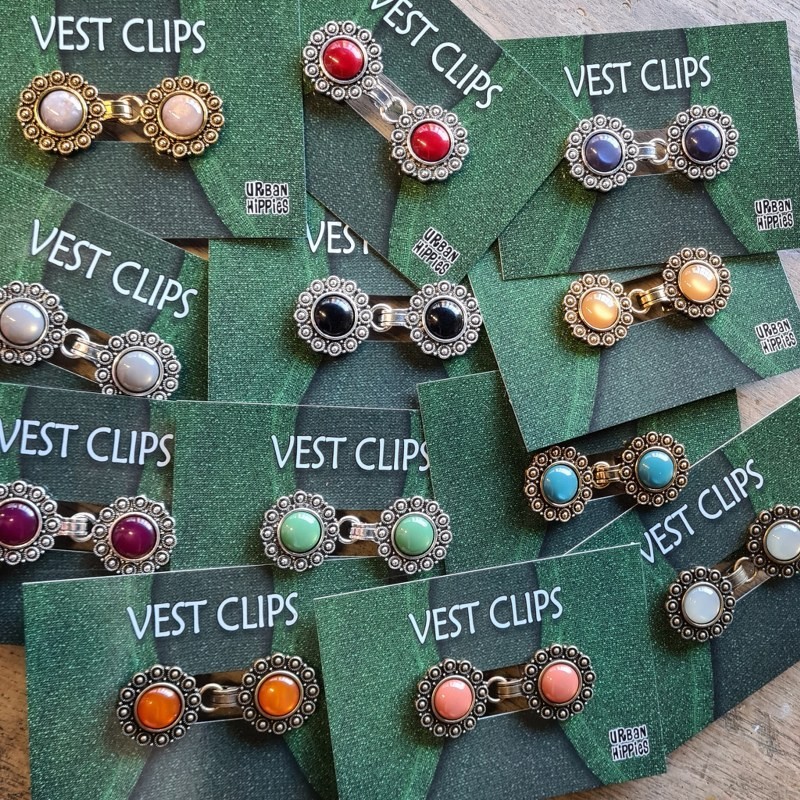 Vest clip gold&iris purple