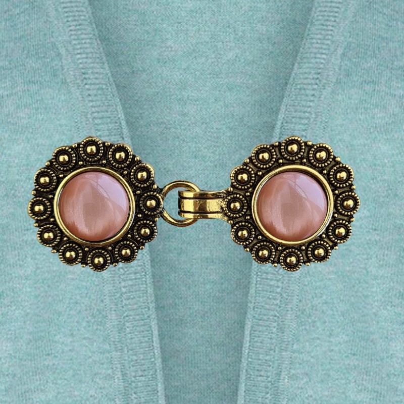 Vest clip gold & terra pink