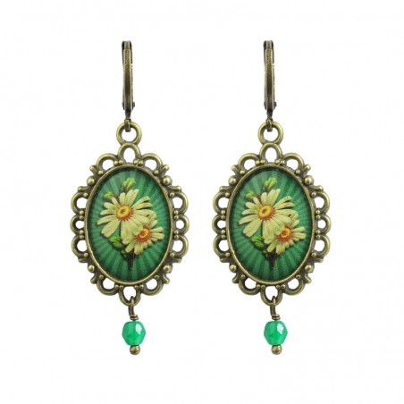 Chamomile earrings bronze