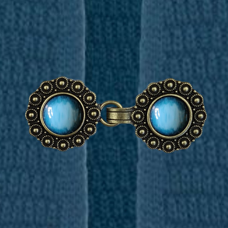 Vest clip bronze & brushed blue