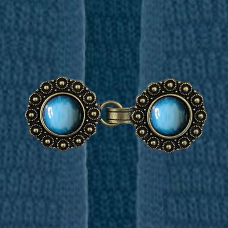 Vest clip bronze & brushed blue