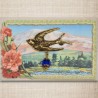 Bird brooch gold & kobalt