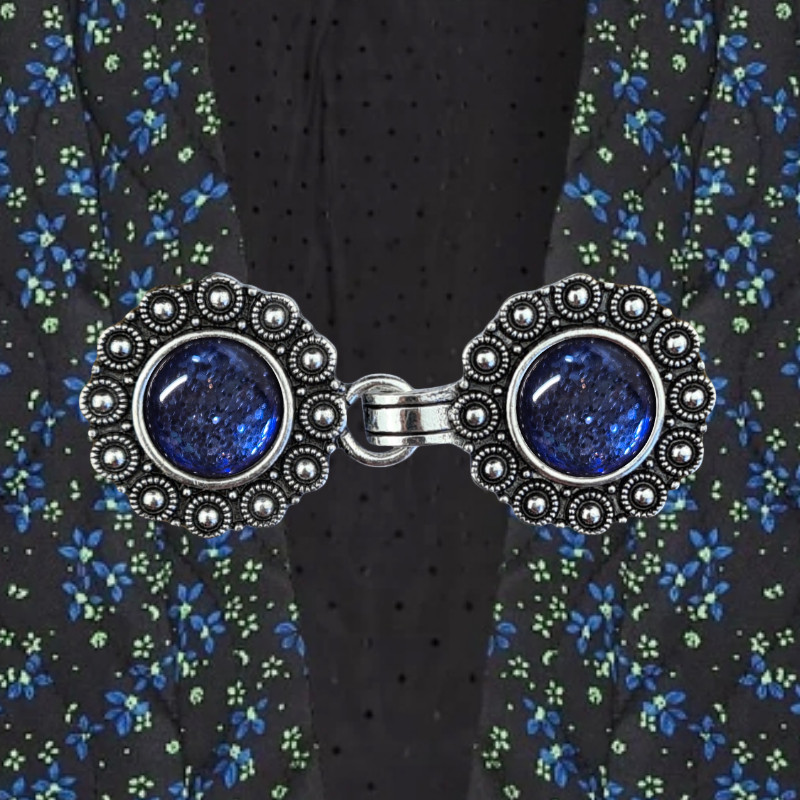 Vest clip silver & blue glitter