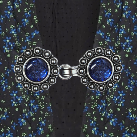 Vest clip silver & blue glitter