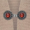 Vest clip silver & marsala