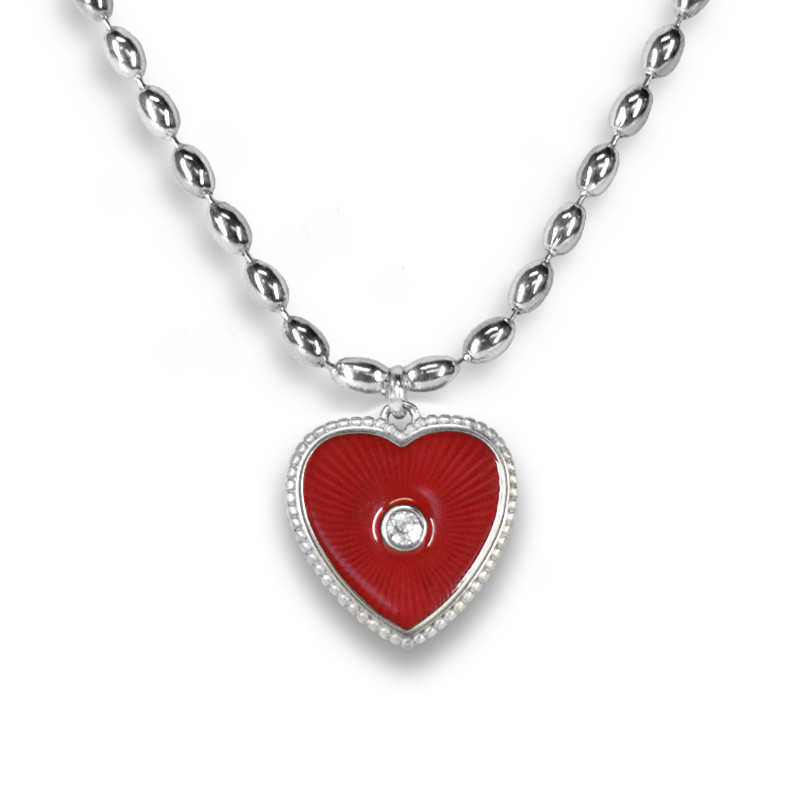 Heart chain Red Silver