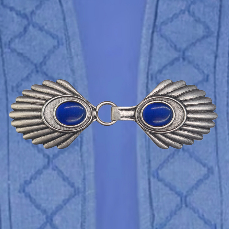 Vest clip lapis old silver