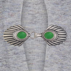 Vest clip emerald old silver
