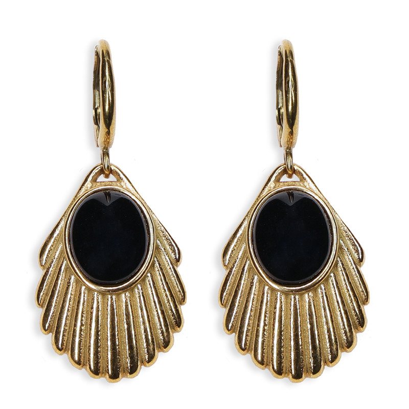 Venus Black Earrings Gold