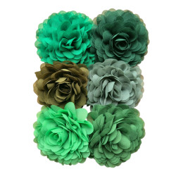 Chiffon Flowers Green-mix