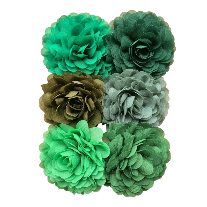 Chiffon Flowers Green-mix