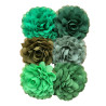 Chiffon Flowers Green-mix