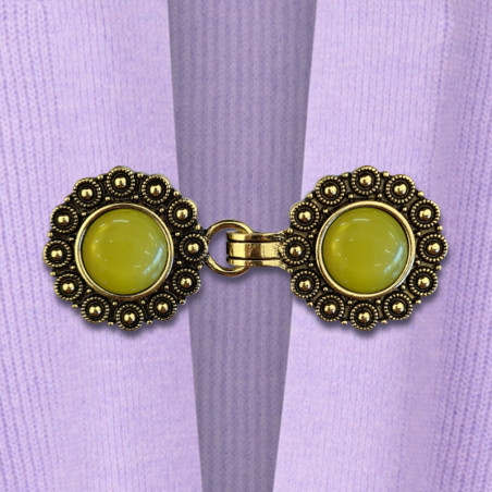 Vest clip gold & fennel
