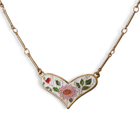 Vintage Charm Pink Flower Heart